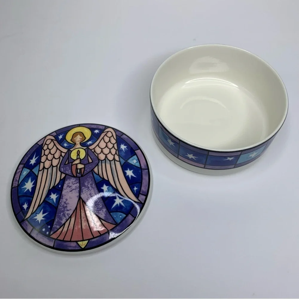 Mikasa Colorful Angel Trinket Box Candy Dish or Jewelry Container New Flawless